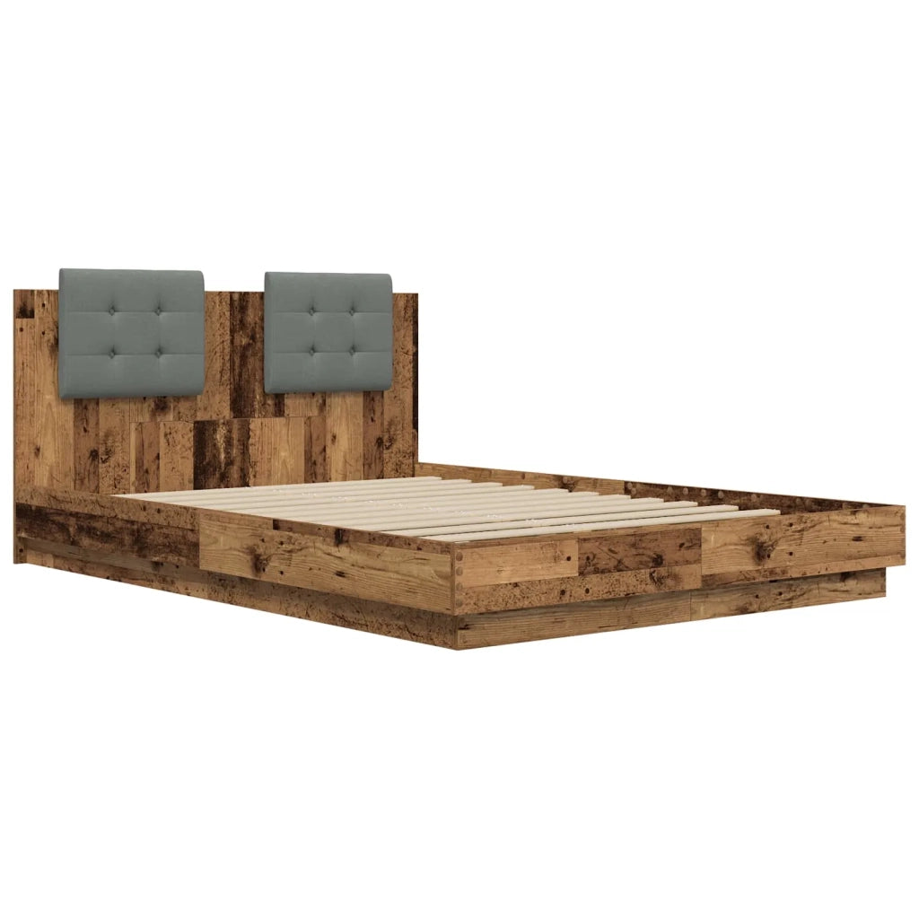 Struttura letto con testata-Giroletto Legno vecchio 140 x 200 cm