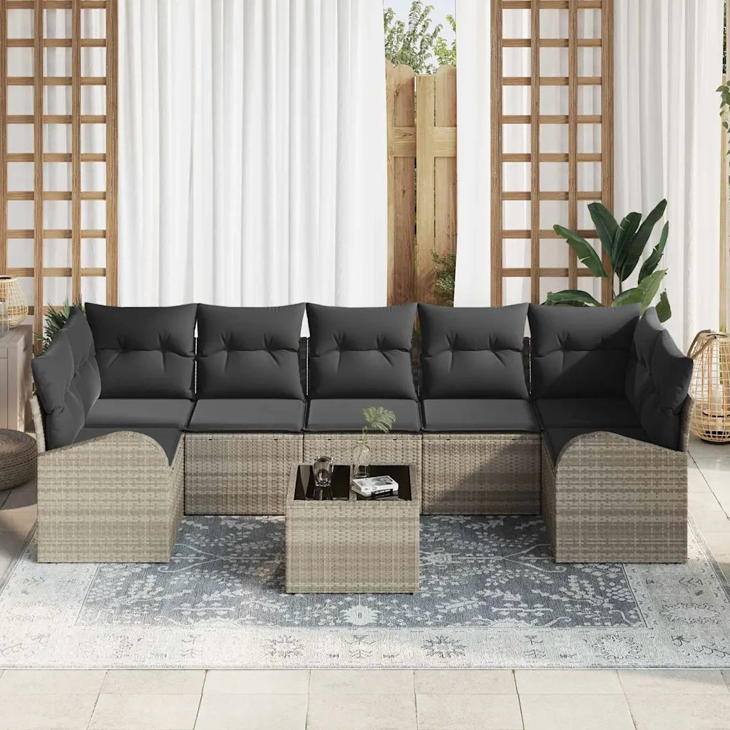 Set Divano da Giardino 8 pcs Grigio chiaro e grigio scuro