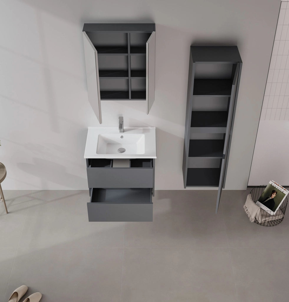 Mobile da bagno "Side 40" - 40 x 27 x 138 cm - Antracite opaco