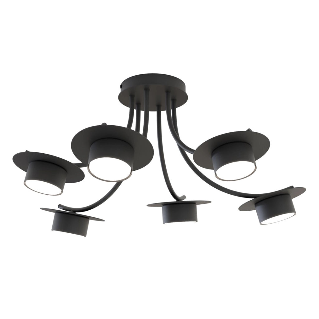 Plafoniera ENSO elegante nera metallo 6 luci GX53 12W Emibig