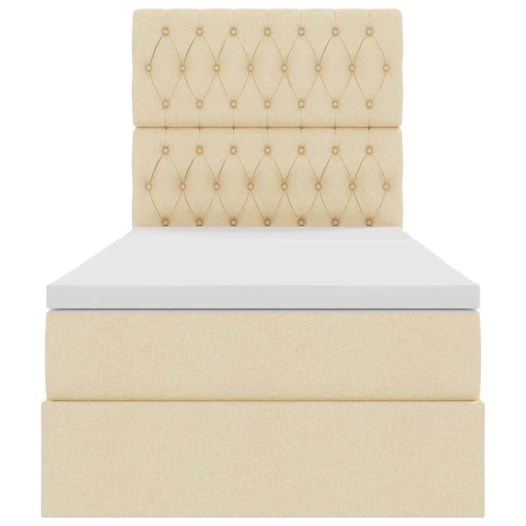 Letto con contenitore e materasso Crema 90 x 200 cm Poliestere