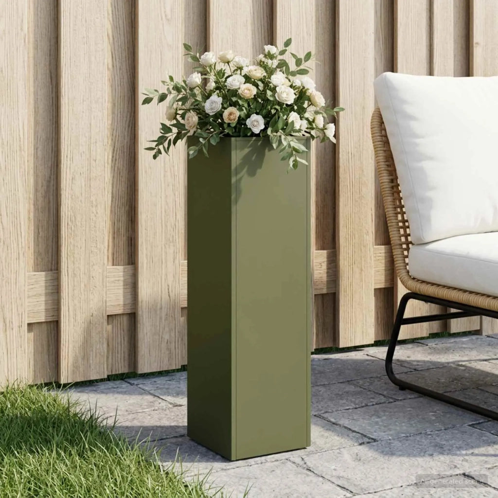 Vaso da giardino Verde Oliva 20 x 20 x 75 cm 8005322