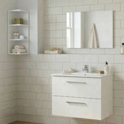 Plassas, set Mobili Bagno Specchio Incluso, Bianco Lucido
