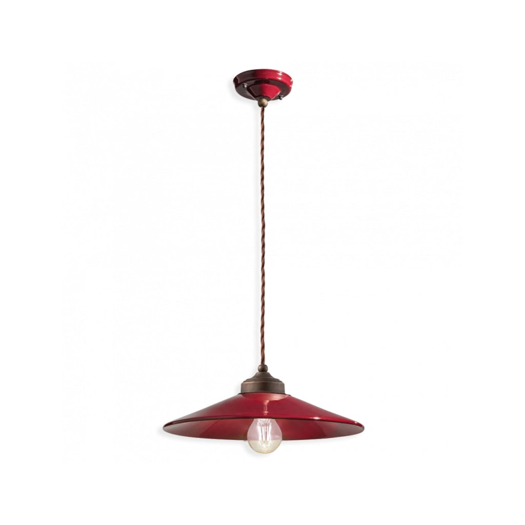 Lampadario Vintage Colors Ferro E Ceramica Bordeaux 1 Luce E27 35Cm