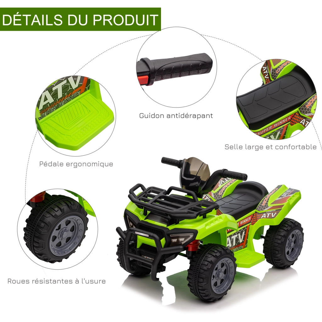 Quad elettrico per bambini ¨C zephmum ¨C verde 18-36 mesi 6V 2km/h