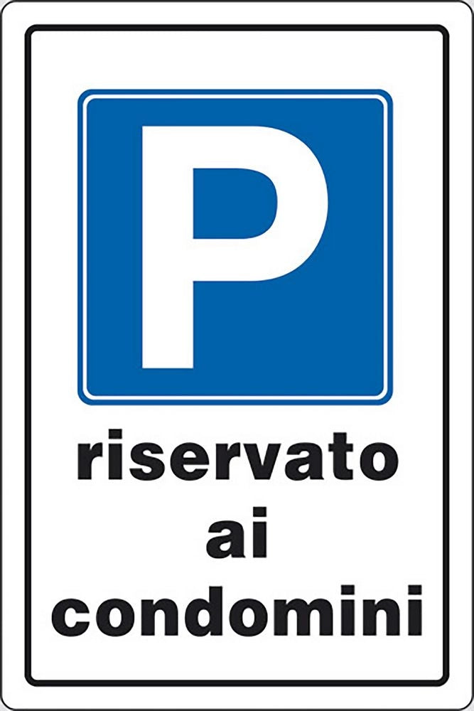 Cartello Parcheggio Riservato condomini auto 30CMx20CM