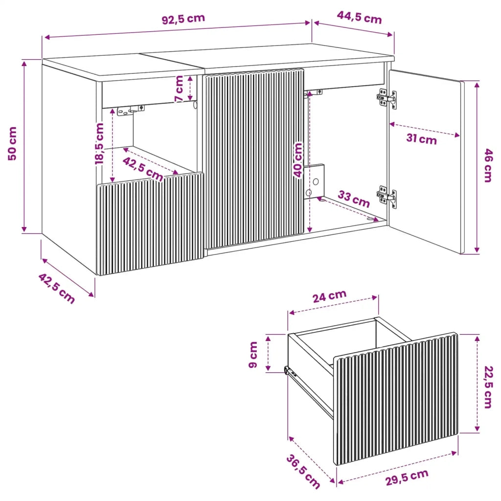 Set di mobili per il bagno 2 pz Rovere Fumo 3404119