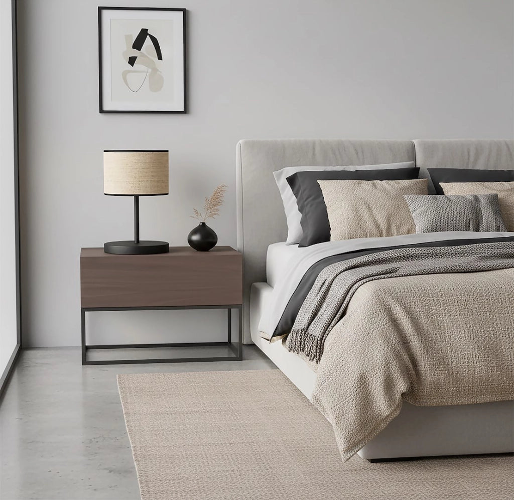 Lampada da tavolo Boho rattan nero beige E27 Emibig