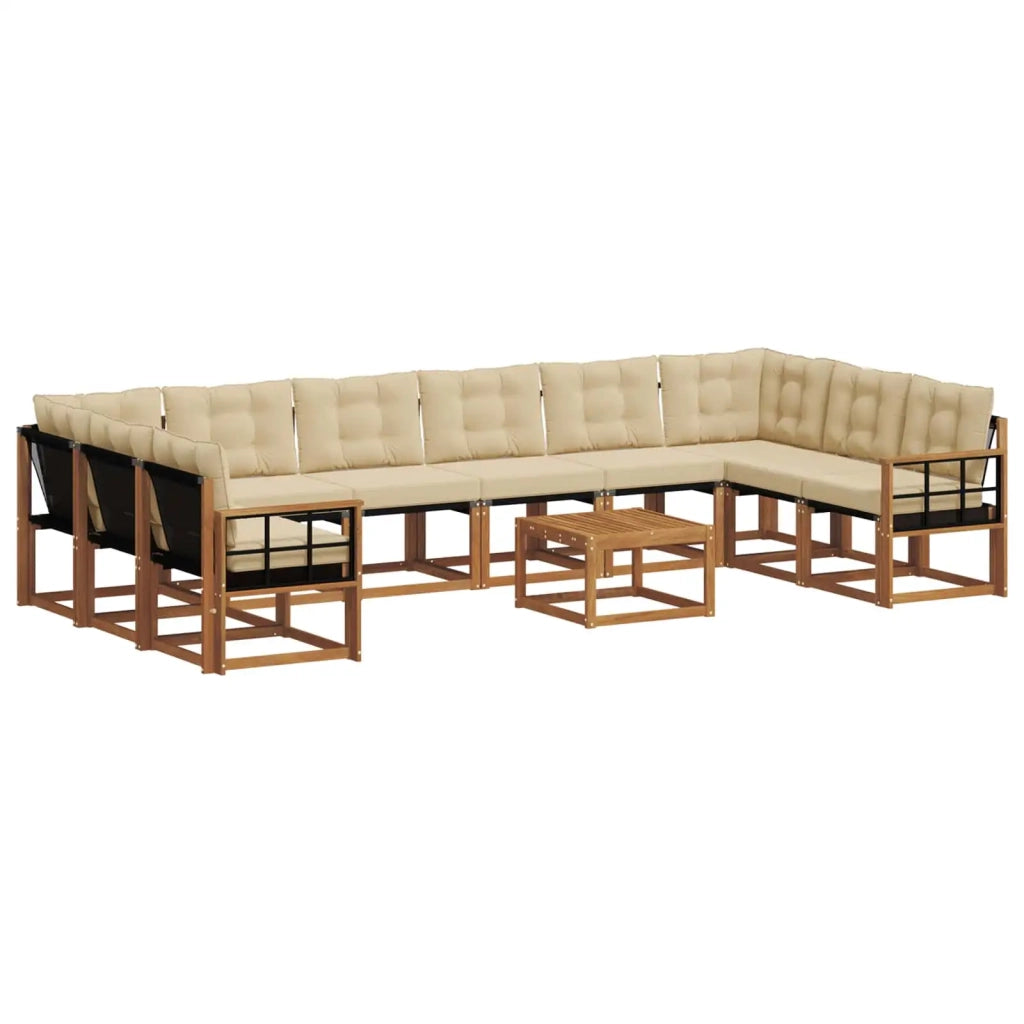 Set di divani da esterno con cuscino 11 pcs Naturale e Beige 3369128