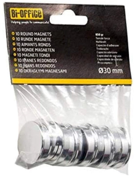 Magnetici, 10 pezzi, diametro 30 mm – argento