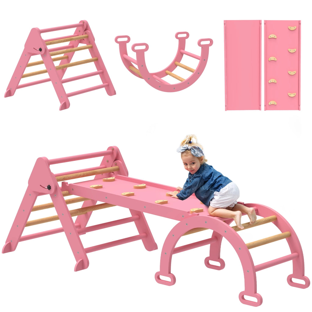 Casetta da gioco con scivolo e arrampicata 7 in 1 pieghevole ¨C Minimal ¨C Legno naturale
