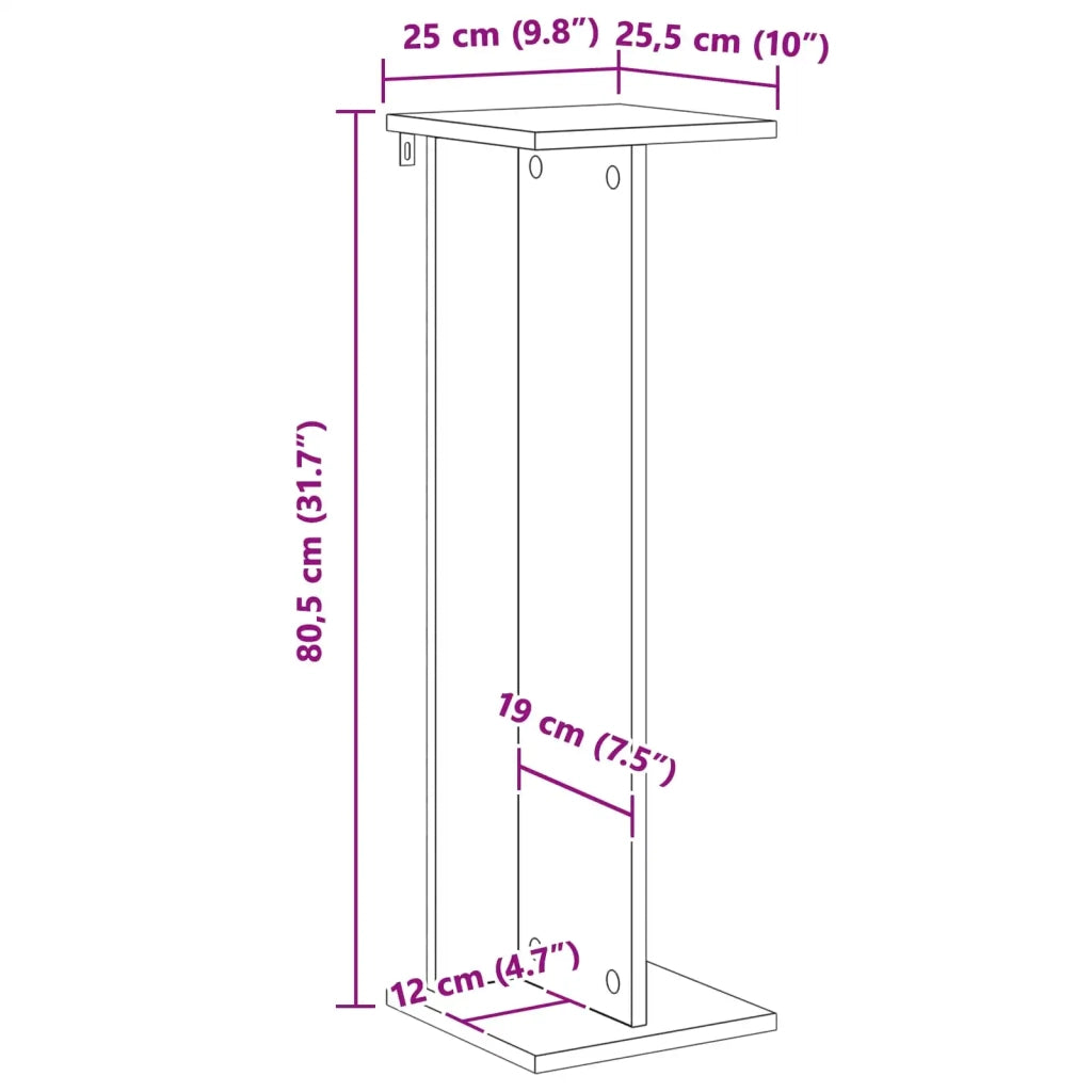 Supporto per piante | Sostegno per piante Rovere Nero 25 x 25,5 x 80,5 cm