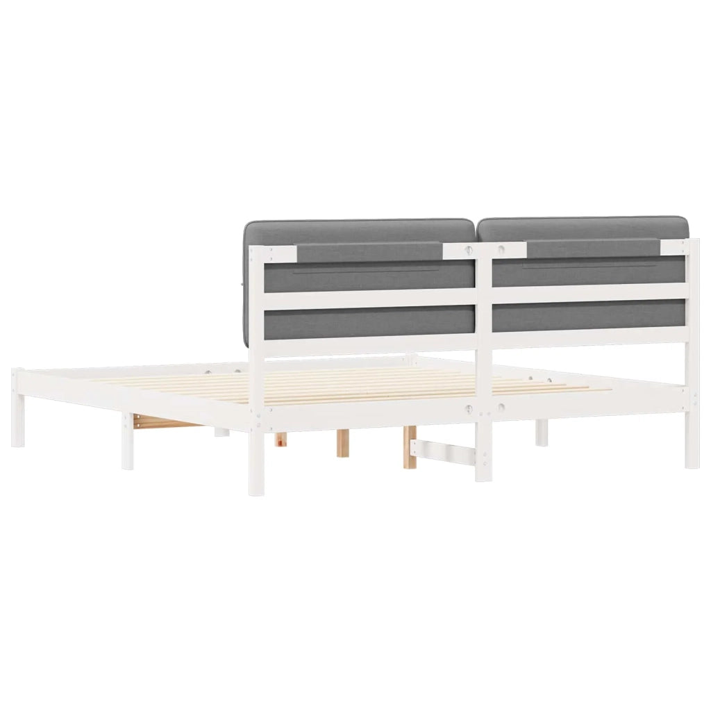 Letto con Testiera Rivestita Grigio chiaro 200 x 200 cm