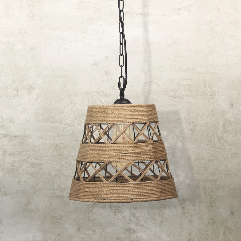 Lampada a sospensione boho ALMA E27 corda 115cm Polux