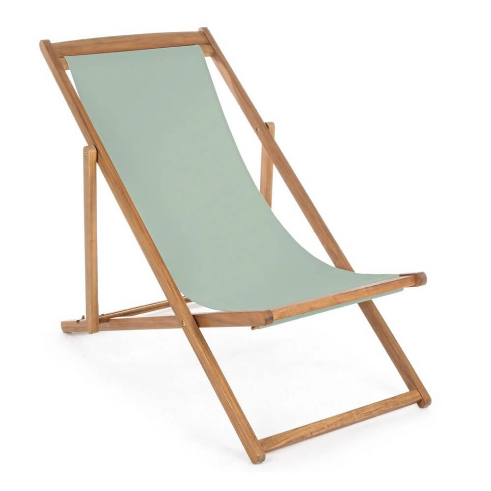 Set di 4 Sdraio Relax Pieghevoli in Legno di Acacia con Tessuto - SERENITY