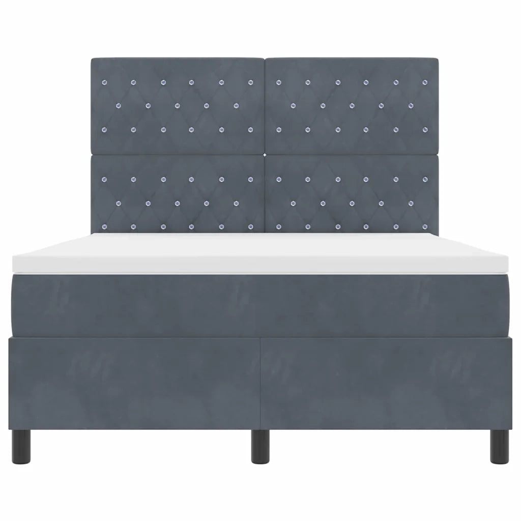 Letto a Sorgente LED Grigio scuro 160 x 200 cm Velluto 3343257