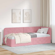 Cornice del letto ad angolo Rosa 80 x 200 cm Velluto