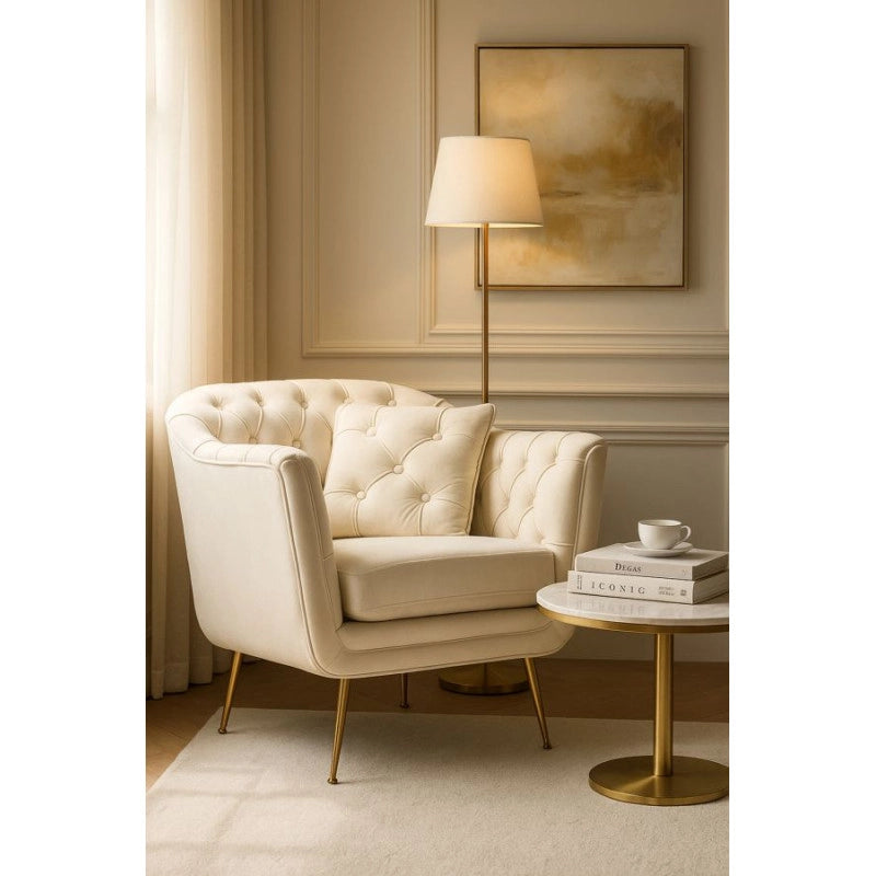 Poltrona Budapest Crema Con Cuscino cm 88x83x91