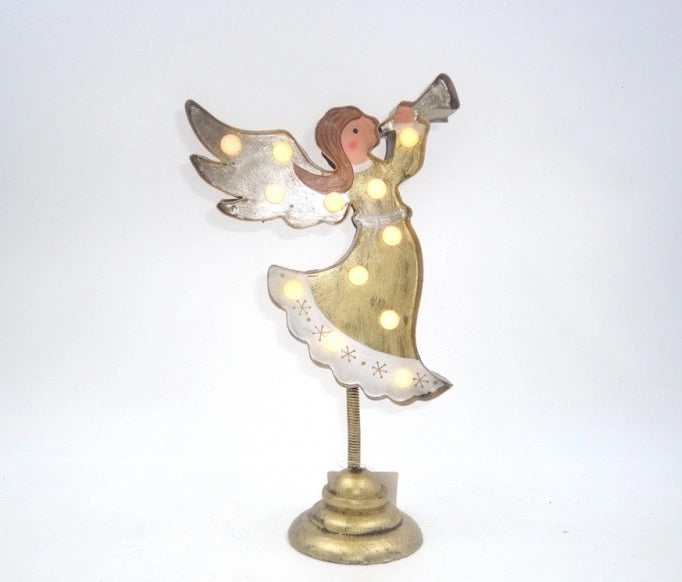 Decorazione Addobbi Natalizi Natale Forma di Angelo con Luce 23 cm