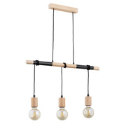 Lampada a sospensione scandi legno nero 3xE27 Lameta