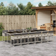 Set da Pranzo da Giardino 13pz con Cuscini Grigio in Polyrattan 3211307