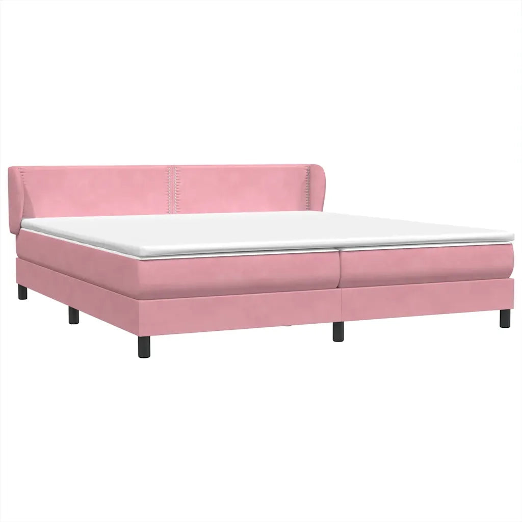 Giroletto a Molle con Materassi Rosa 180x210 cm in Velluto 3317456