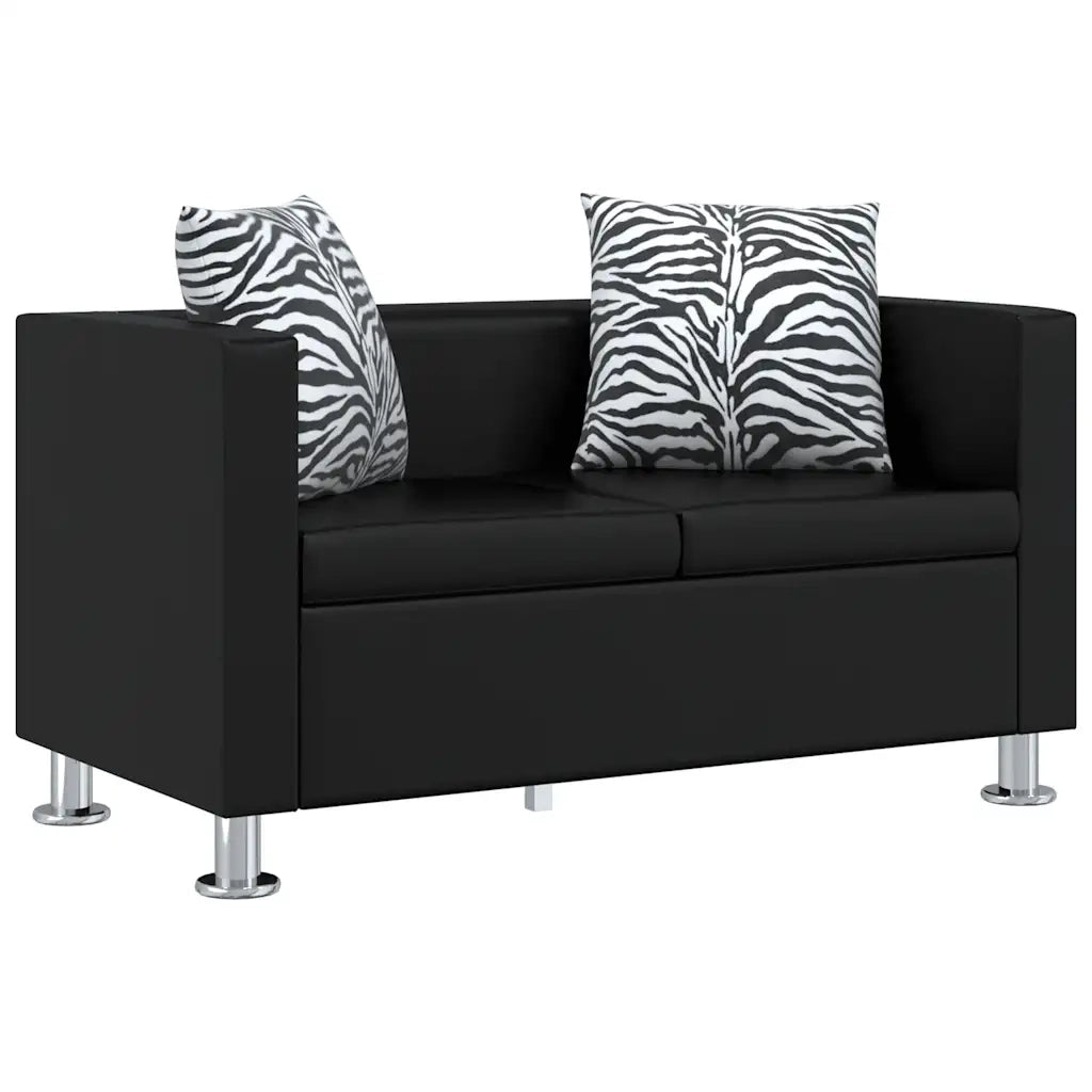 Set Divani a 3 e a 2 Posti e Poltrona in Similpelle Nero 272179