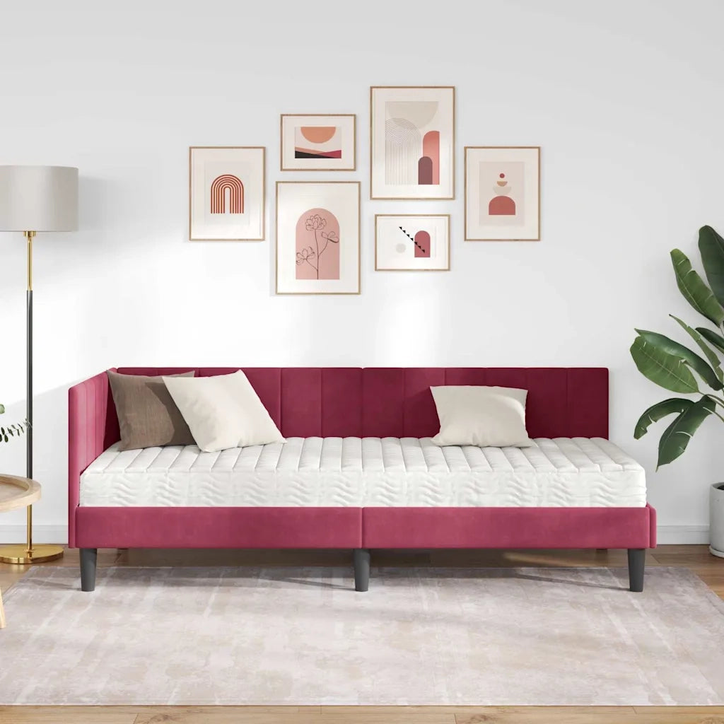 Struttura Letto Angolare con Materasso 2 pcs Verde Velluto 3393882