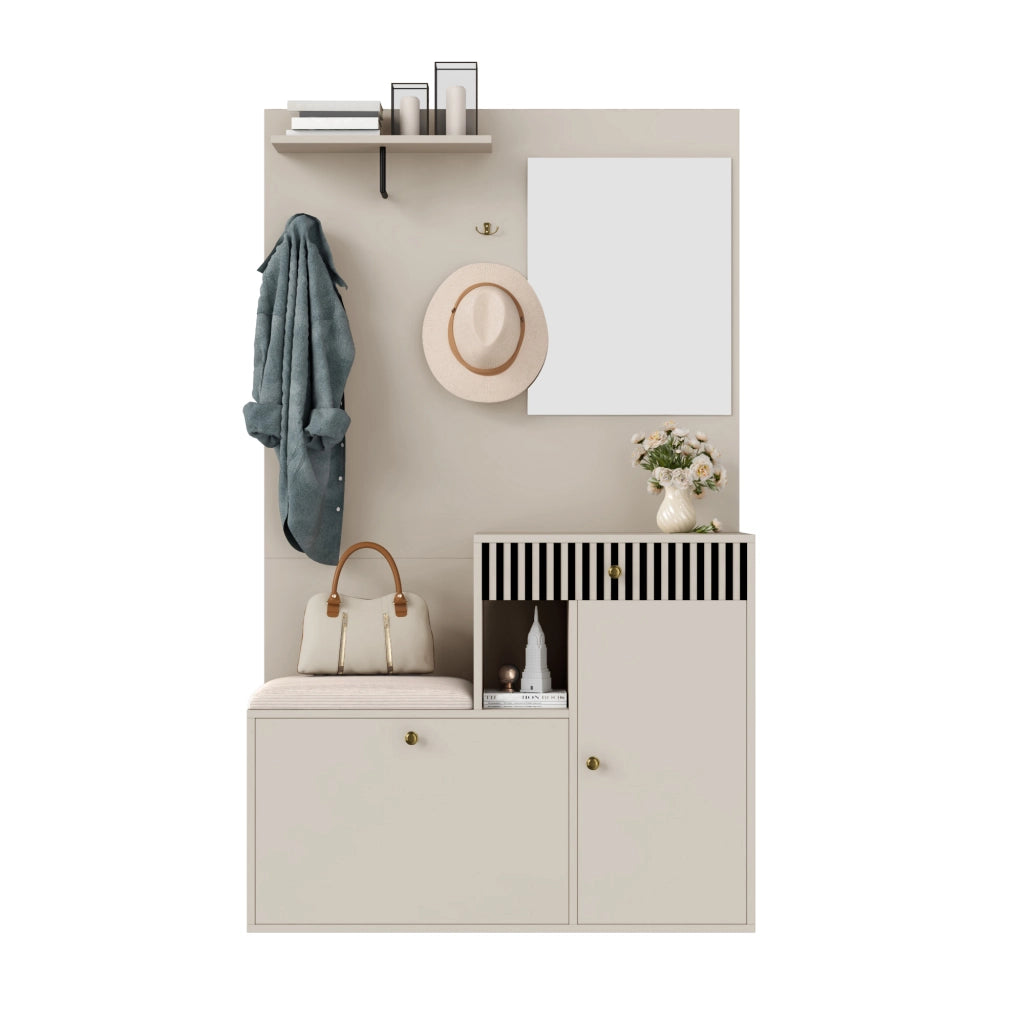 Mobile Ingresso con Specchio, Scarpiera e Panca ¨C MINIMAL ¨C 110x185,5x37