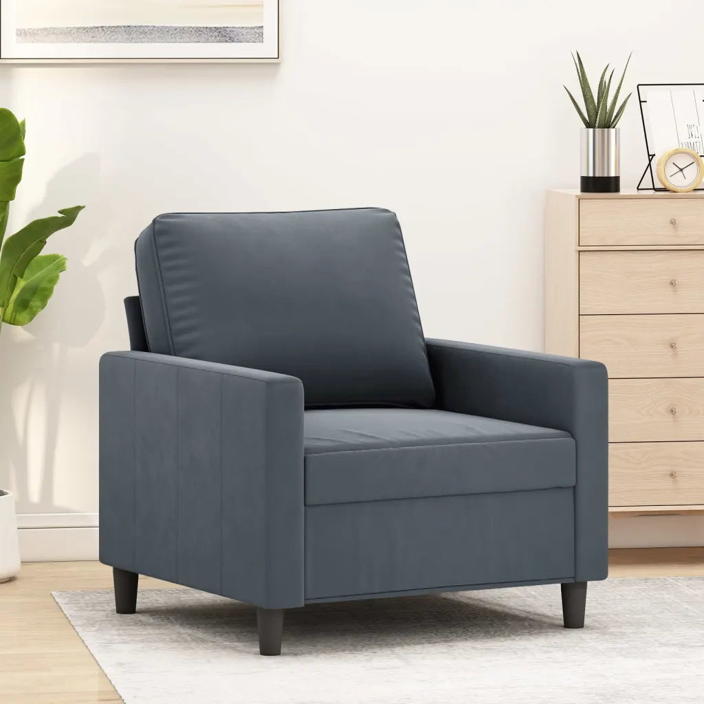 Poltrona | Sedia Relax Grigio Scuro 60 cm Velluto