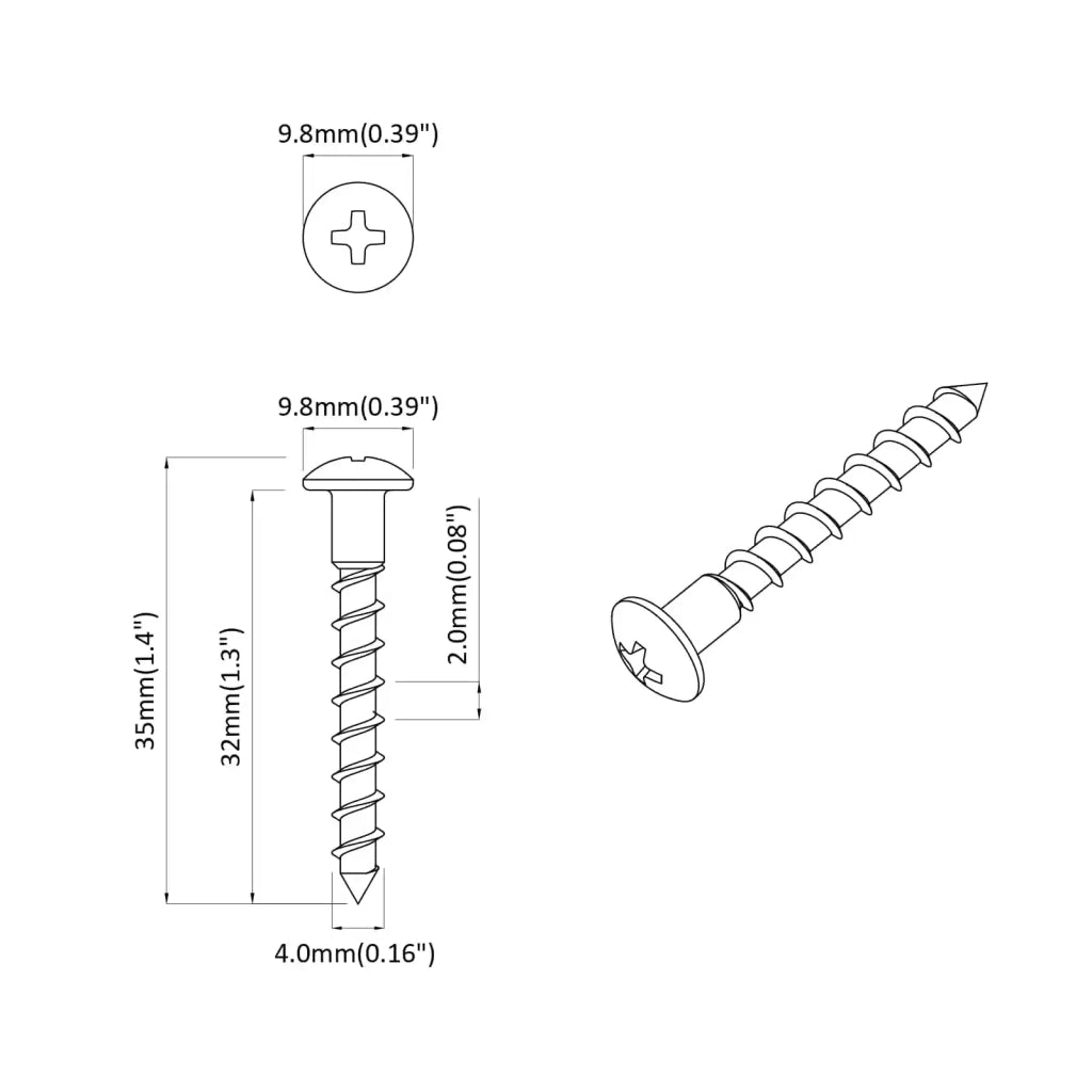 Vite 2 pcs Argento 9,8 x 35 mm Ferro 864478