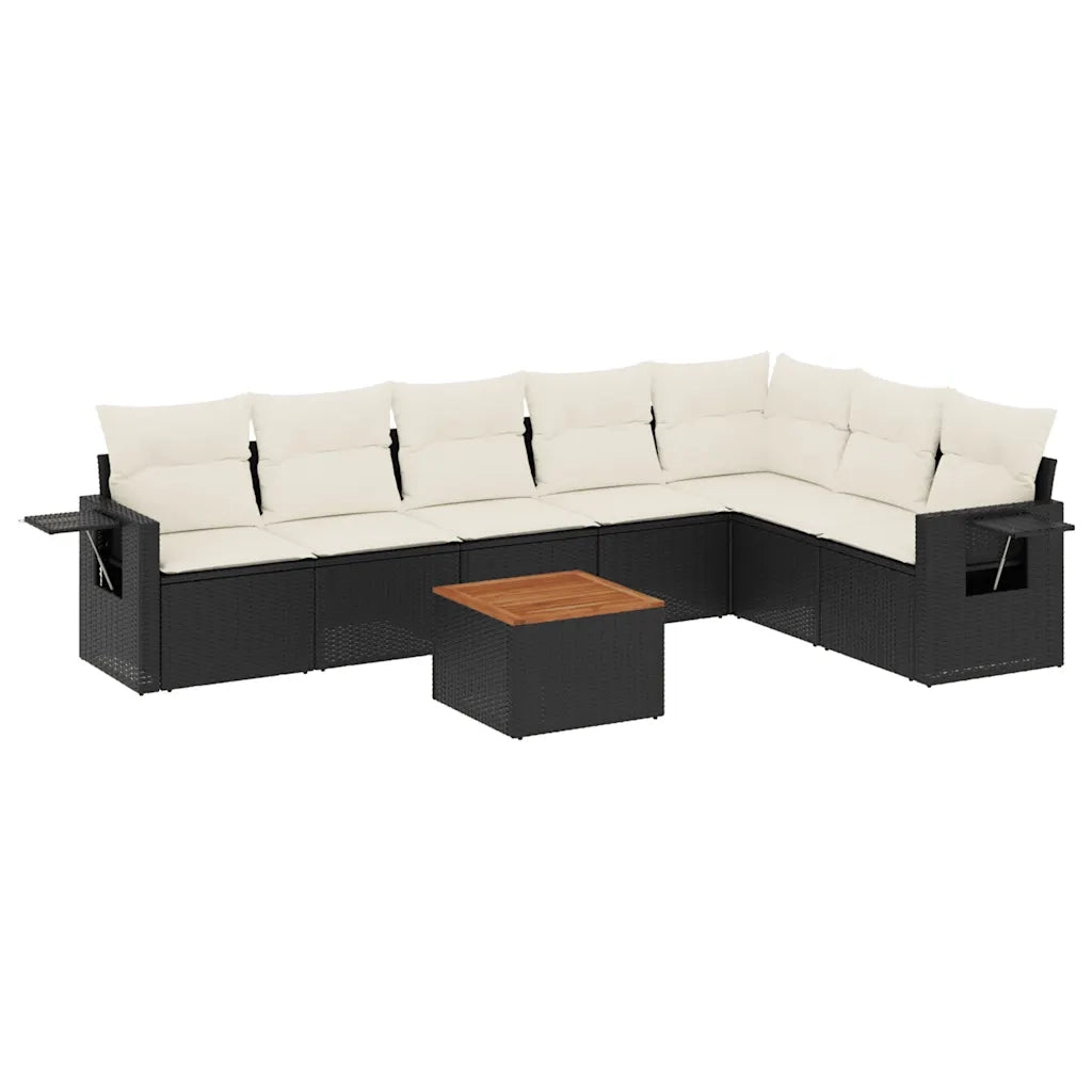 Set Divani da Giardino con Cuscini 8 pz Nero in Polyrattan 3256924