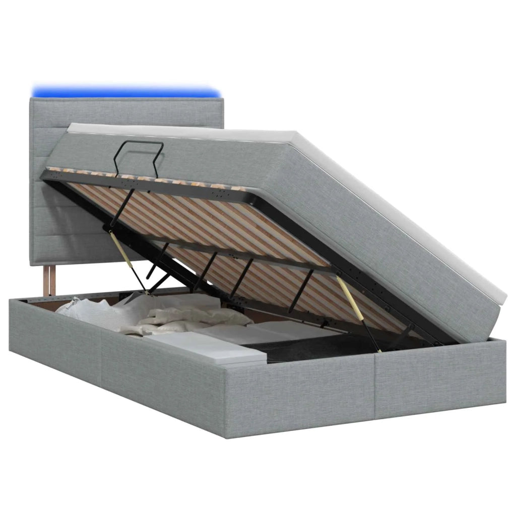 Letto con contenitore LED e materasso Grigio Chiaro 3459873
