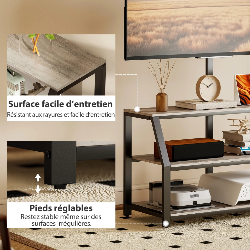 Mobile TV per TV fino a 72 pollici con 2 ripiani aperti ¨C zephmum ¨C 110x43x150 cm grigio