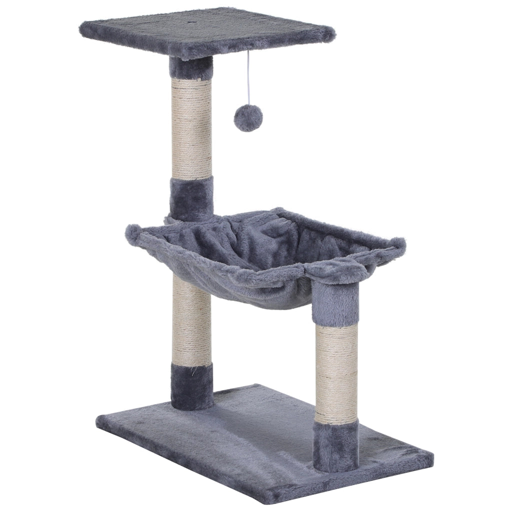 Arbre ¨¤ chat con 3 griffoirs, plateforme, hamac e boule ¨C Minimal ¨C grigio, 50x36x70 cm