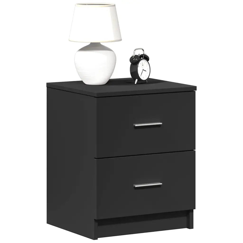Comodini 2 pz con 2 Cassetti-Set di 2 Tavolino da notte Neri 40x36x50 cm