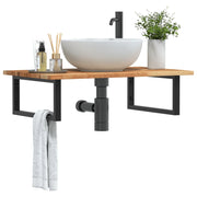 Ripiano a Parete per Lavabo in Acciaio e Massello di Acacia 3302833