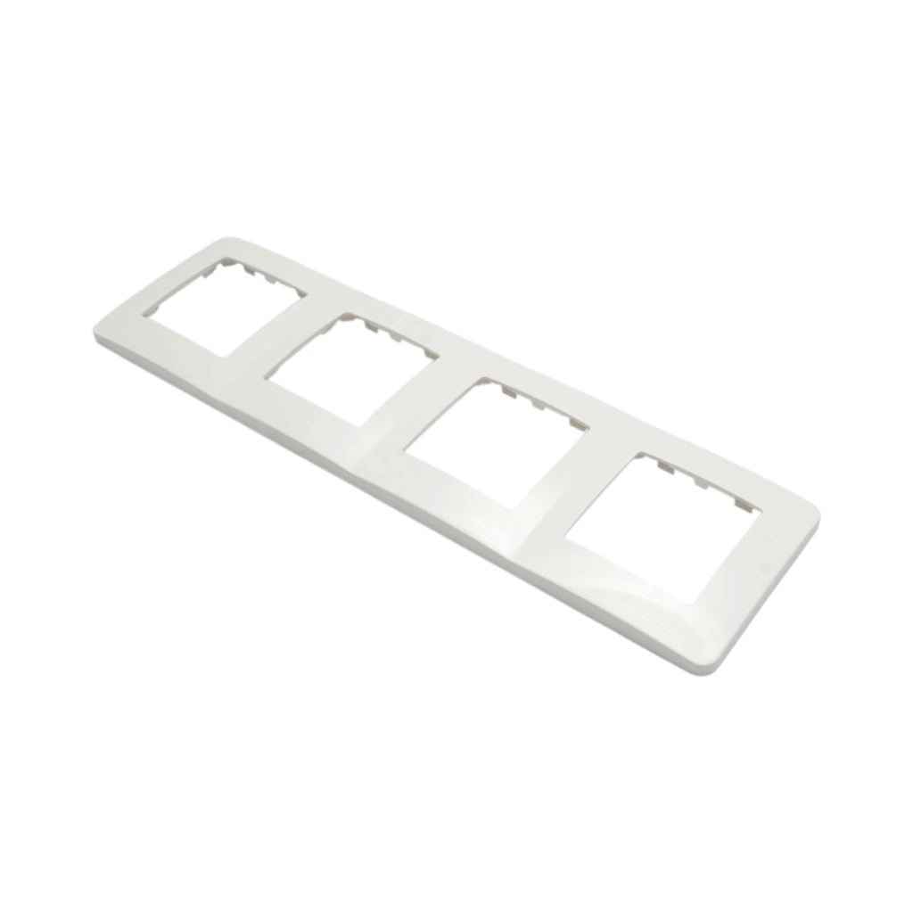 Cornice quadrupla bianca in PC per presa e interruttore 300x83 mm