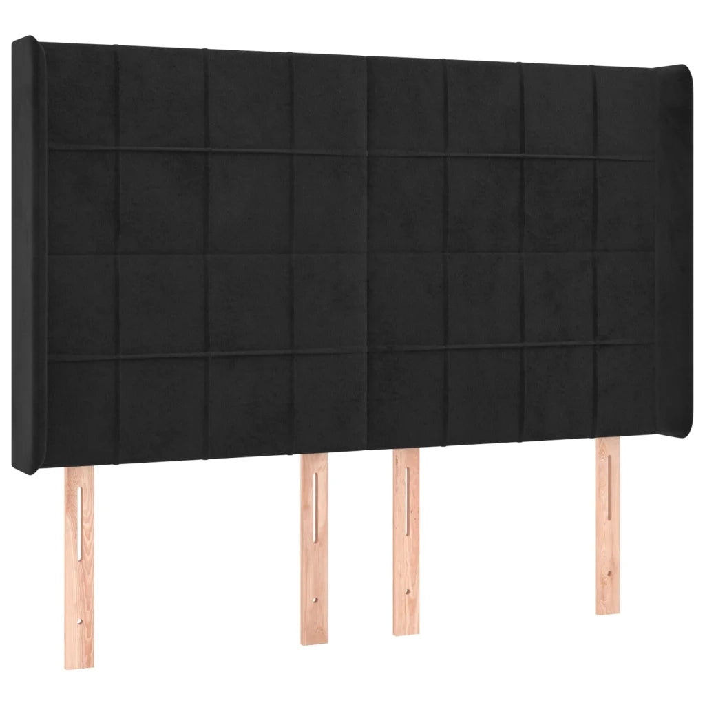Letto a Molle con Materasso e LED Nero 140x190 cm in Velluto