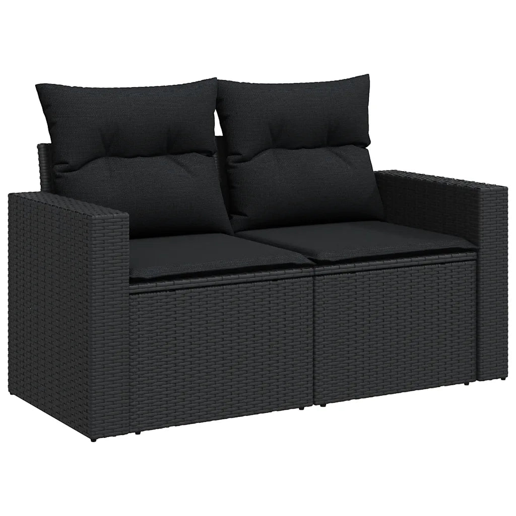 Set Divani da Giardino 5 pz con Cuscini in Polyrattan Nero 3327030