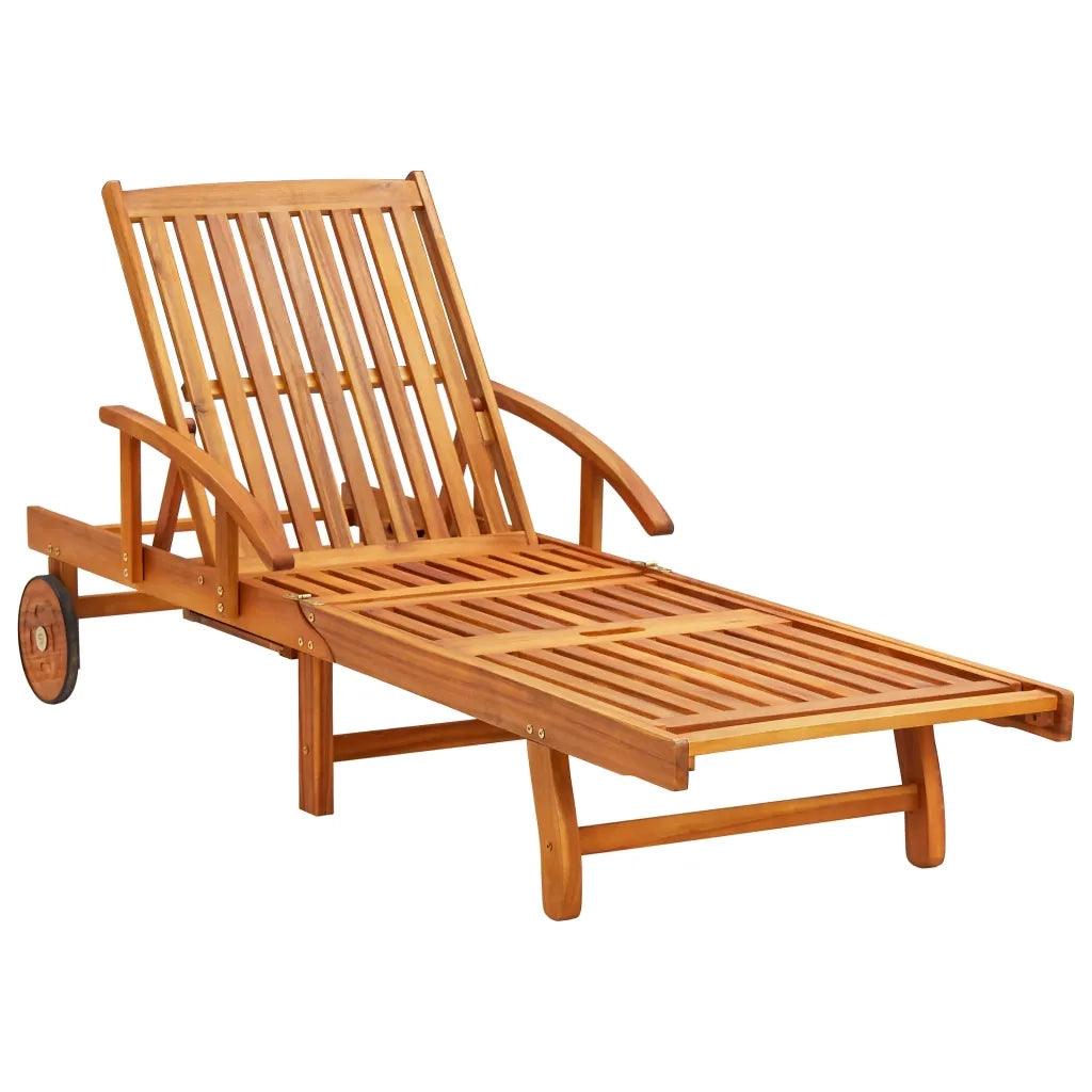 Lettini Prendisole 2 pz con Cuscini in Legno Massello di Acacia 3077344