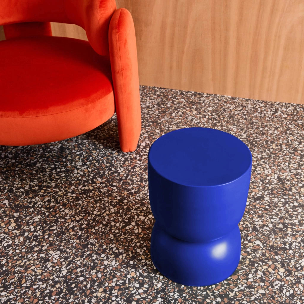Tavolino, lato divano, comodino metallo, 42cm, blu