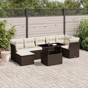 Set Divani da Giardino 8 pz con Cuscini Marrone in Polyrattan 3266753
