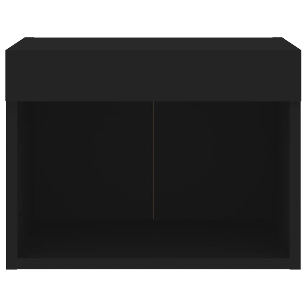 Set di 2 Comodini | Armadio da Notte | Mobiletto da notte con Luci LED a Parete Neri
