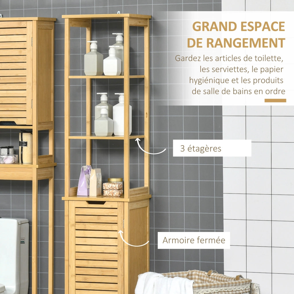 Mobile colonna bagno con 3 ripiani e ante ¨C Minimal ¨C bamb¨´
