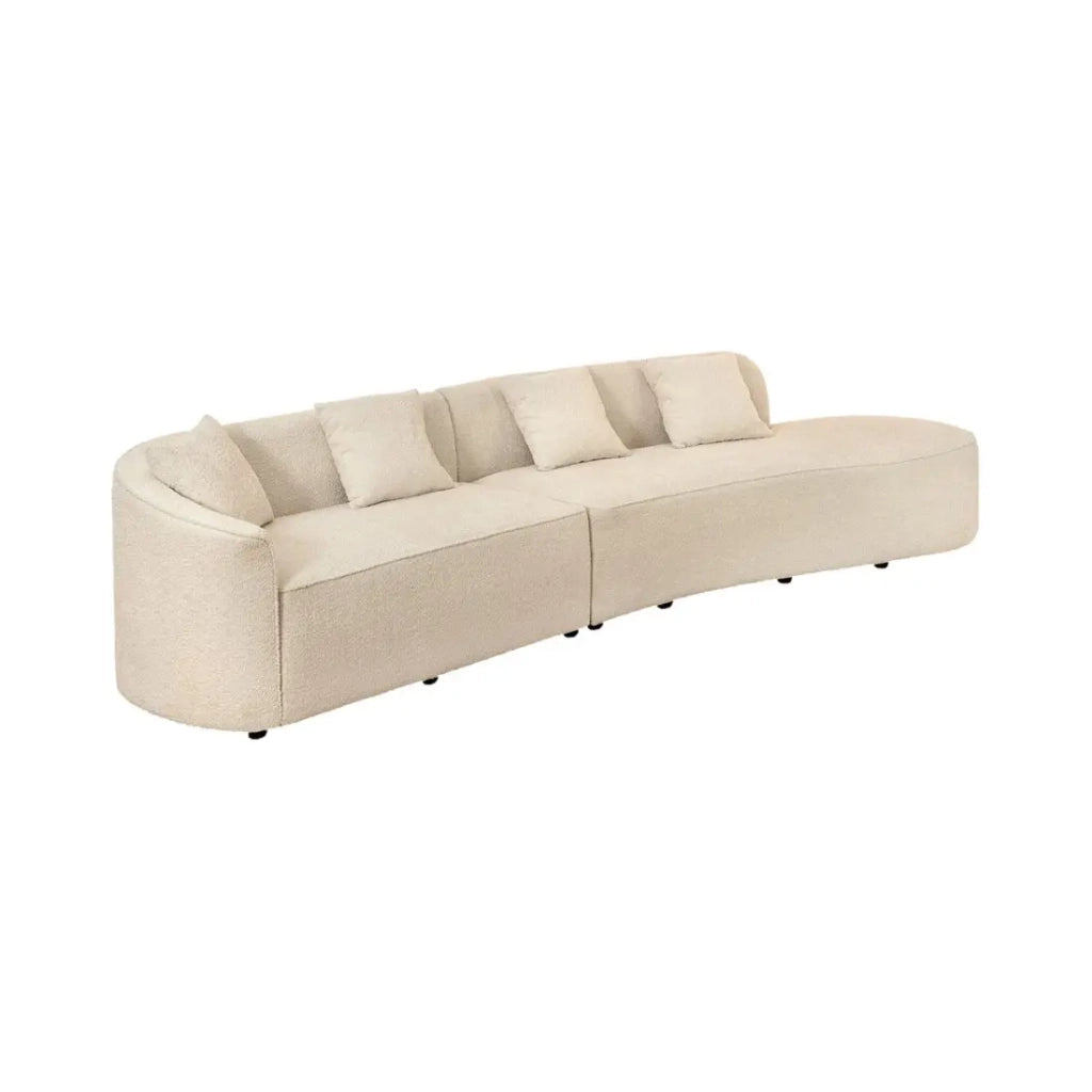 Divano dritto SOREN beige 5 posti – Divano design in tessuto bouclé con forma arrotondata