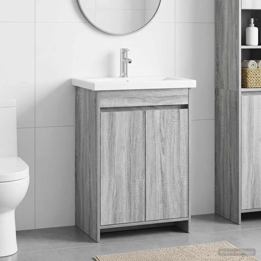 Set di mobili per il bagno Sonoma grigio 81 x 40 x 84,5 cm 3404287