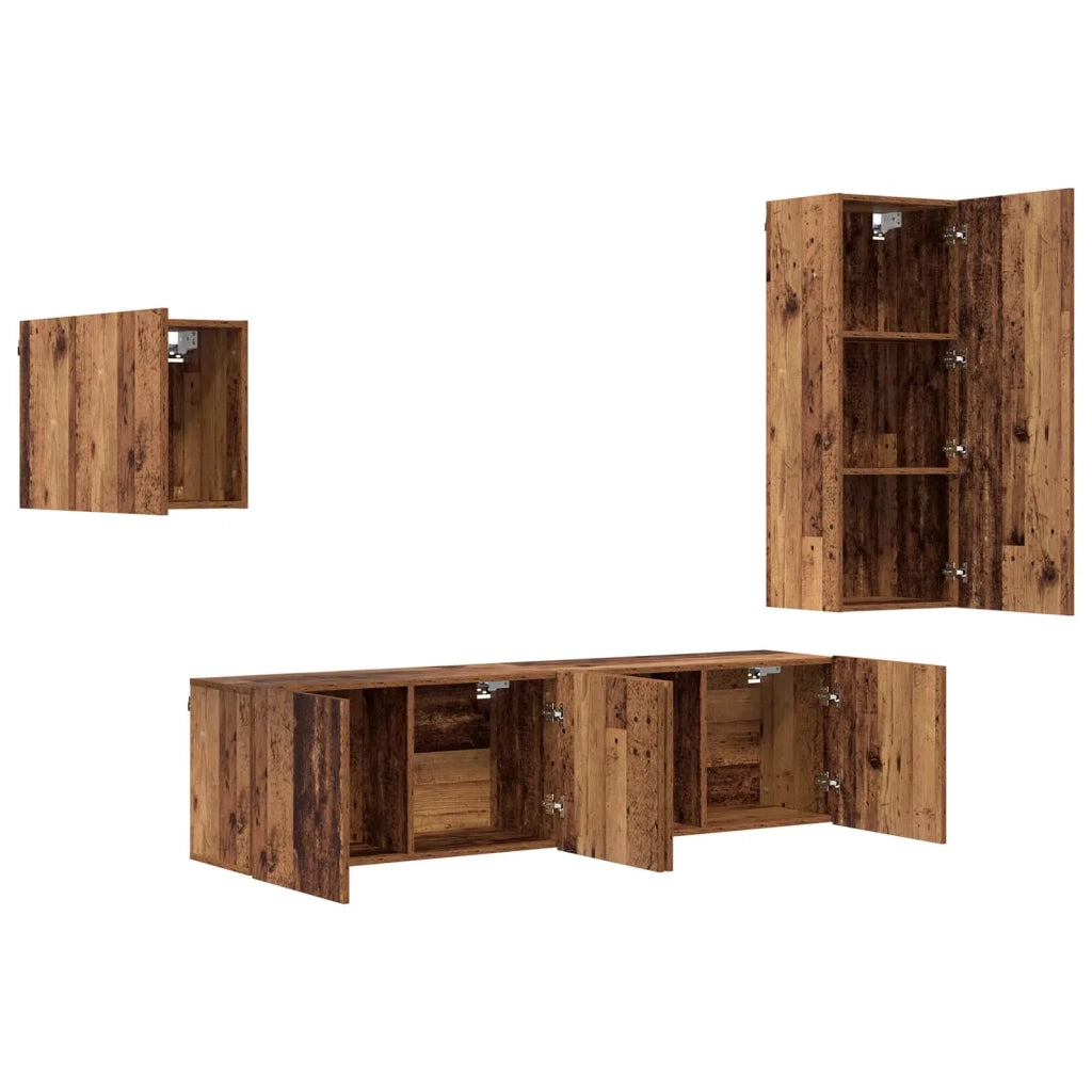 Mobile TV 4 pcs Legno vecchio Legno multistrato