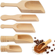 Set di Cucchiai in Legno da 5 Pezzi - Cucchiai in Legno Mini - 10,5cm/9,3cm/8cm/7,9cm/5cm - Legno Naturale - Manico Antiscivolo - Riciclabile - Cucchiaio da Tè