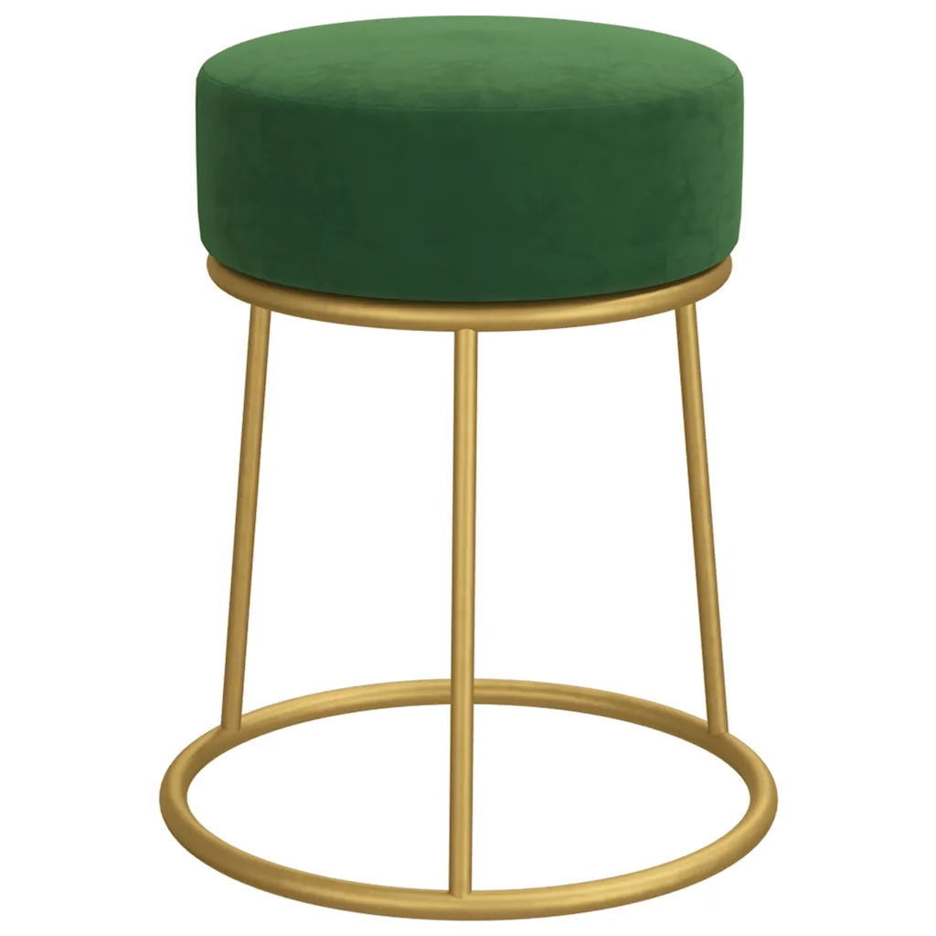 Sgabello Rotondo Verde in Velluto CFW9252542